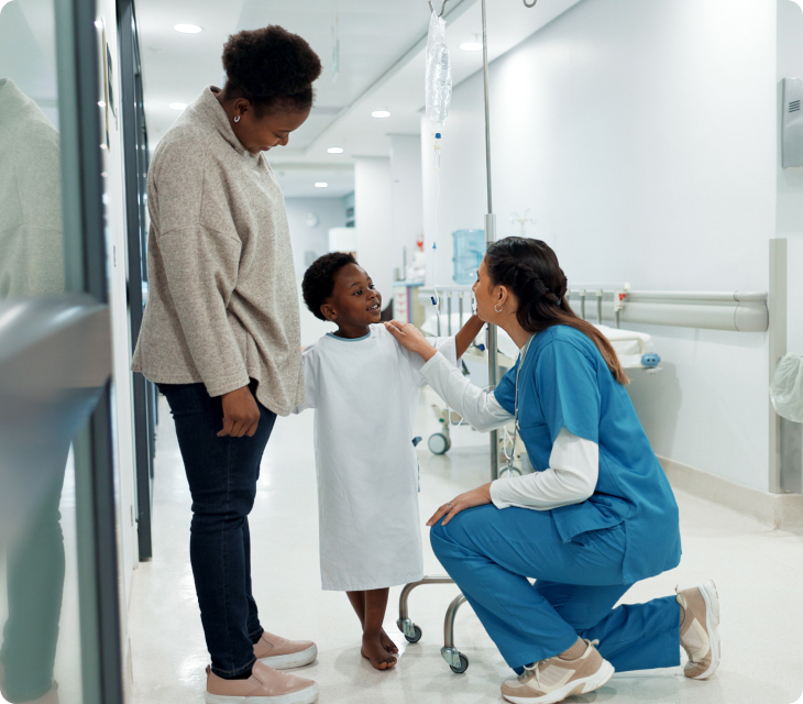 mother, child, and caregiver